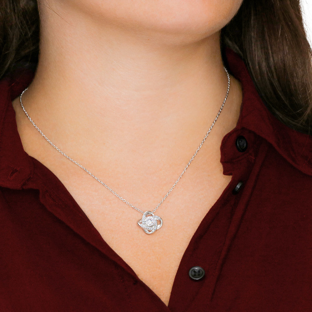 Gift To My Lovely Daughter From Dad “You Will Forever Be My Greatest Joy” Love Knot Necklace.