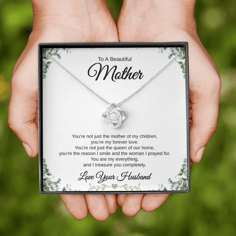 Gift From Husband, To A Beautiful Mother "You're The Reason I Smile And The Woman I Prayed For" Love Knot Necklace
