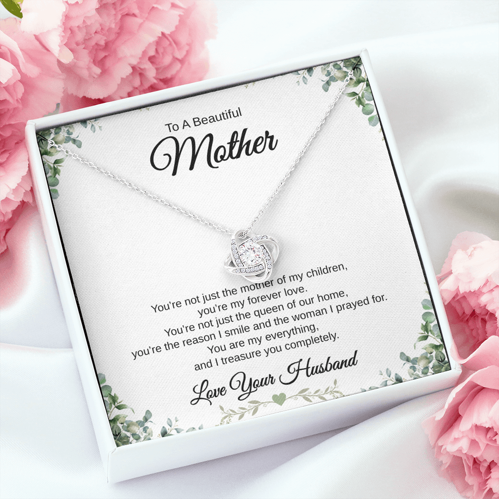 Gift From Husband, To A Beautiful Mother "You're The Reason I Smile And The Woman I Prayed For" Love Knot Necklace