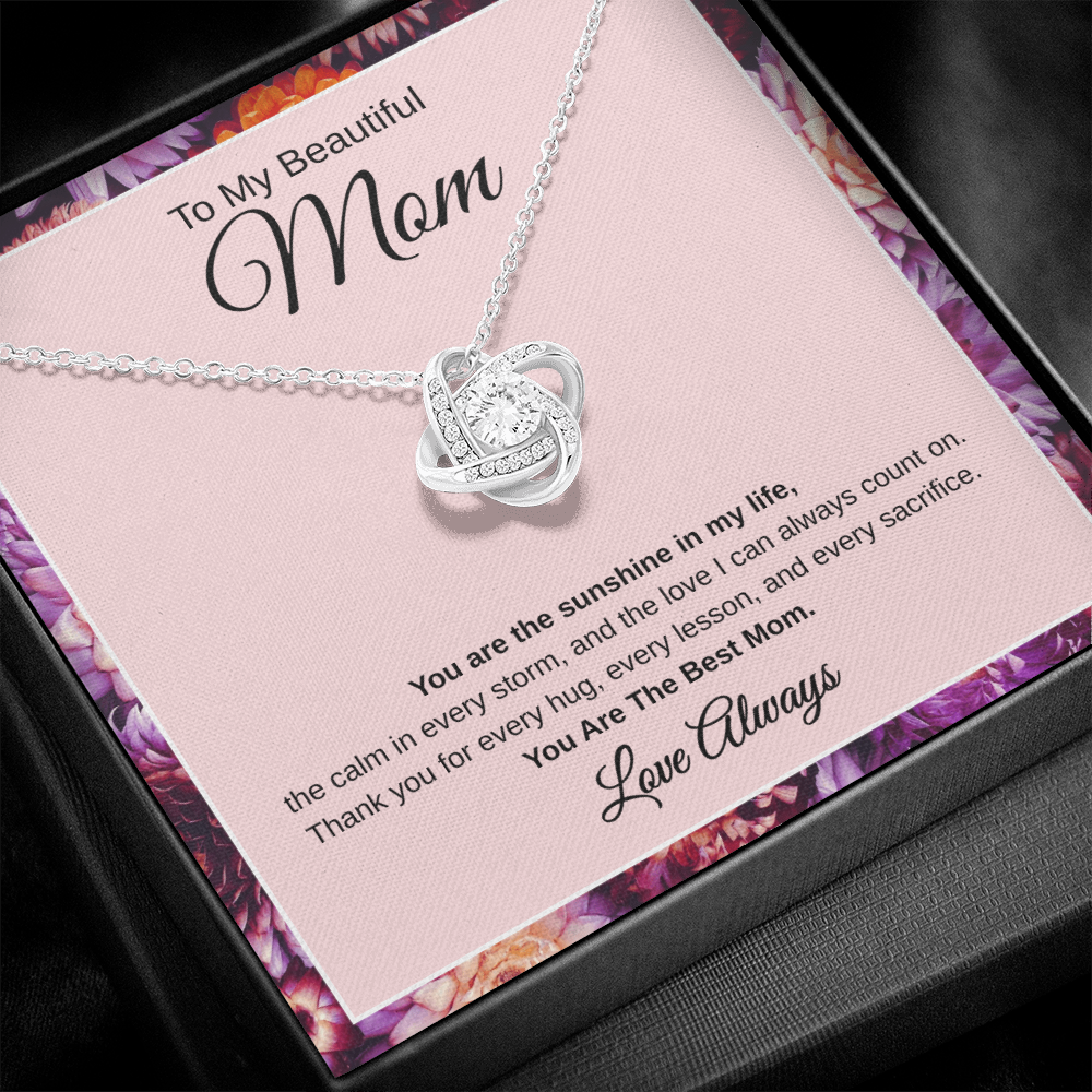 Gift To My Beautiful Mom “You Are The Sunshine In My Life “ Love Knot Necklace