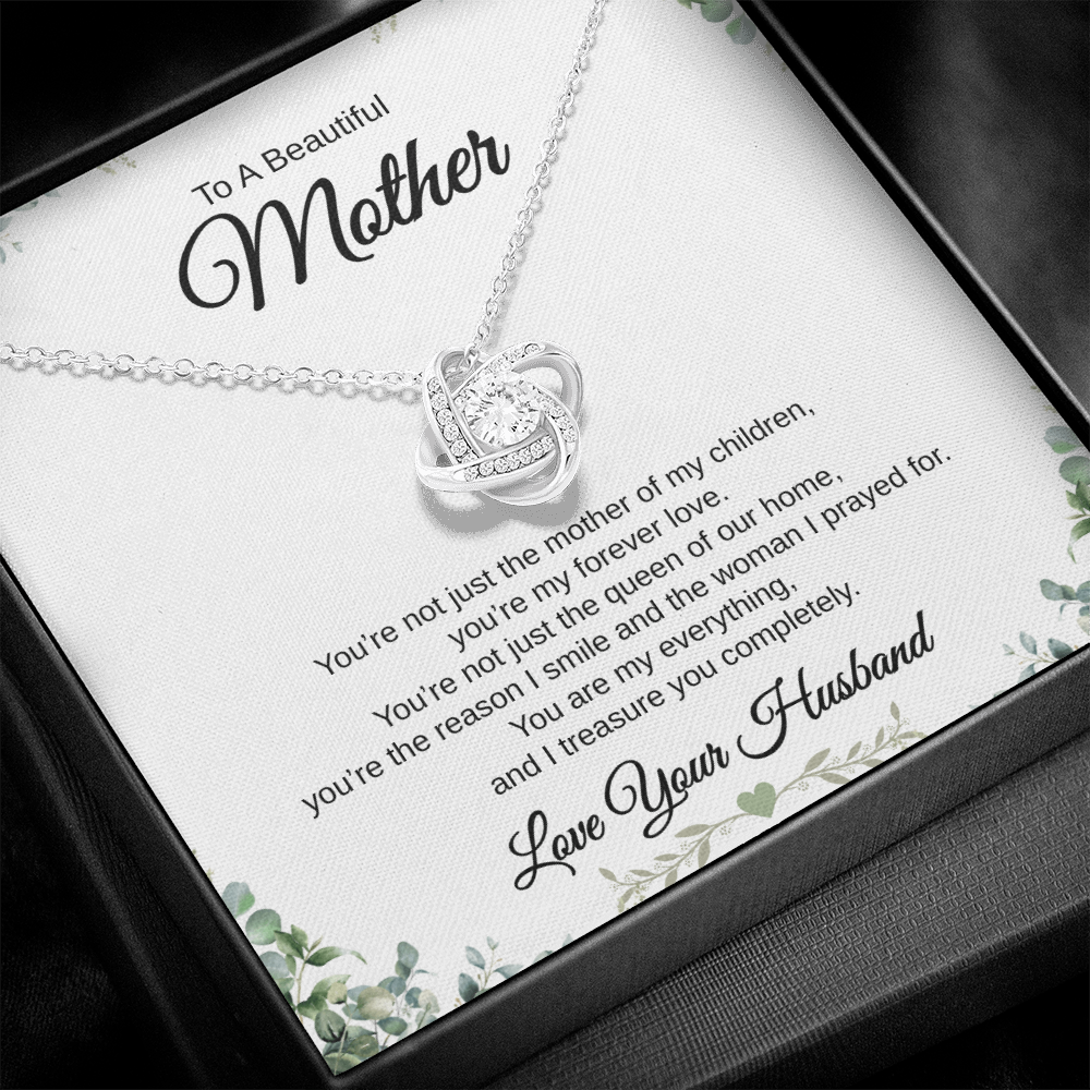Gift From Husband, To A Beautiful Mother "You're The Reason I Smile And The Woman I Prayed For" Love Knot Necklace