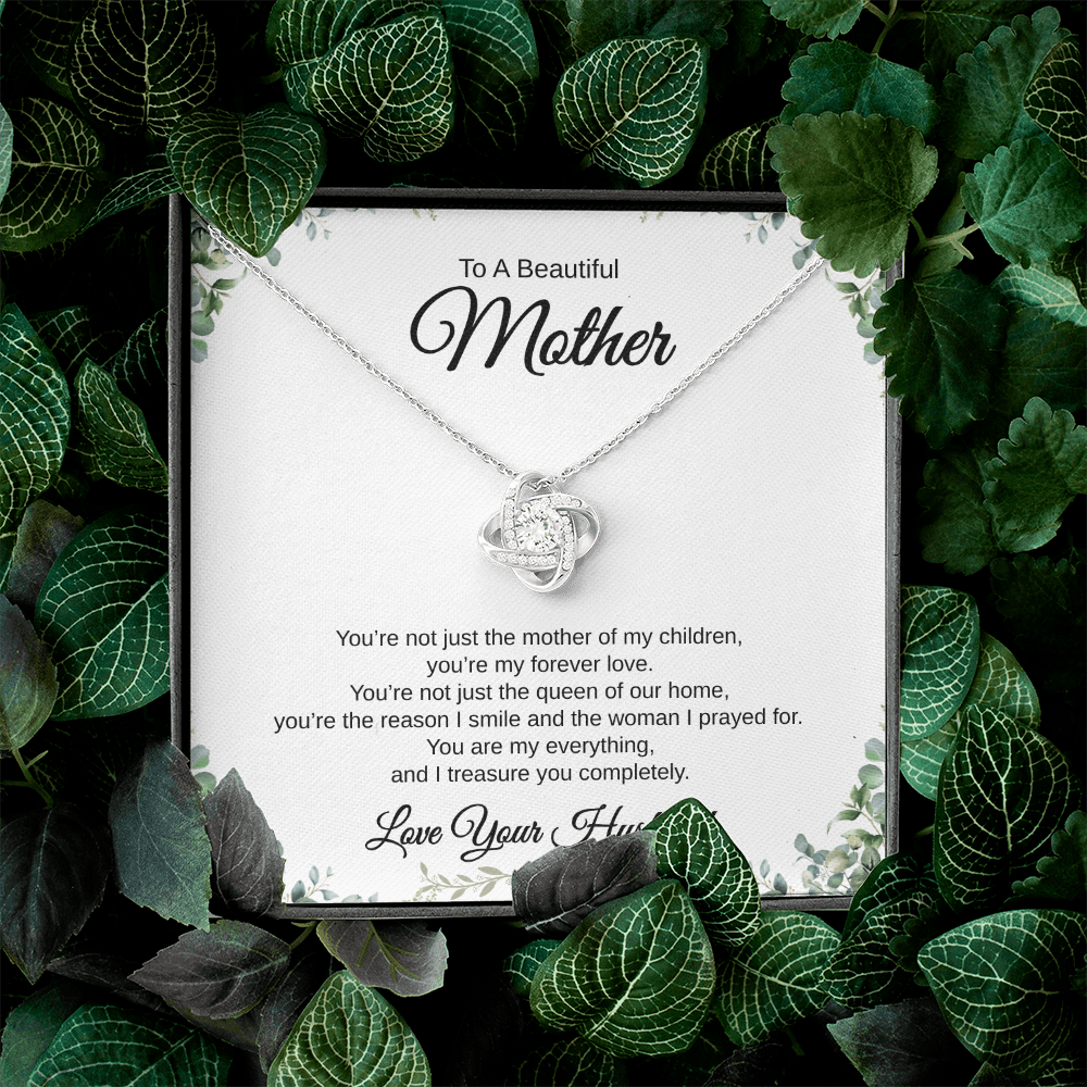 Gift From Husband, To A Beautiful Mother "You're The Reason I Smile And The Woman I Prayed For" Love Knot Necklace