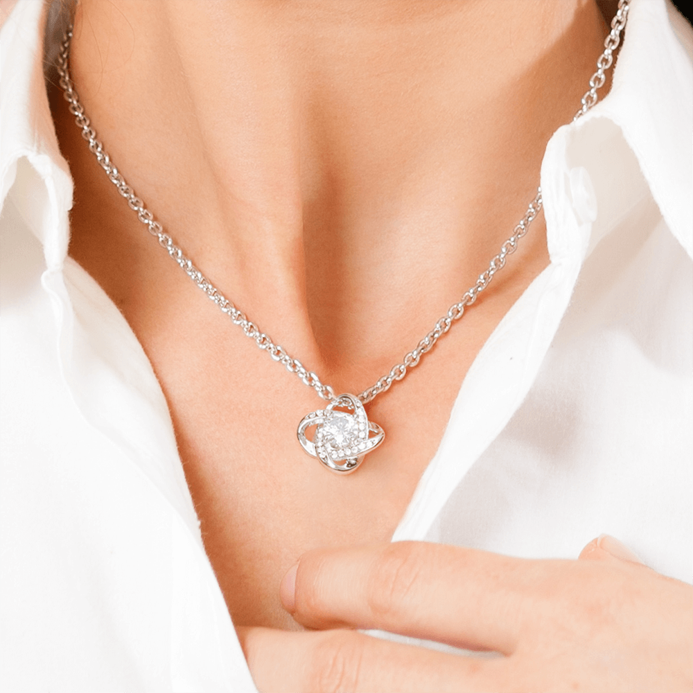 Gift From Husband, To A Beautiful Mother "You're The Reason I Smile And The Woman I Prayed For" Love Knot Necklace