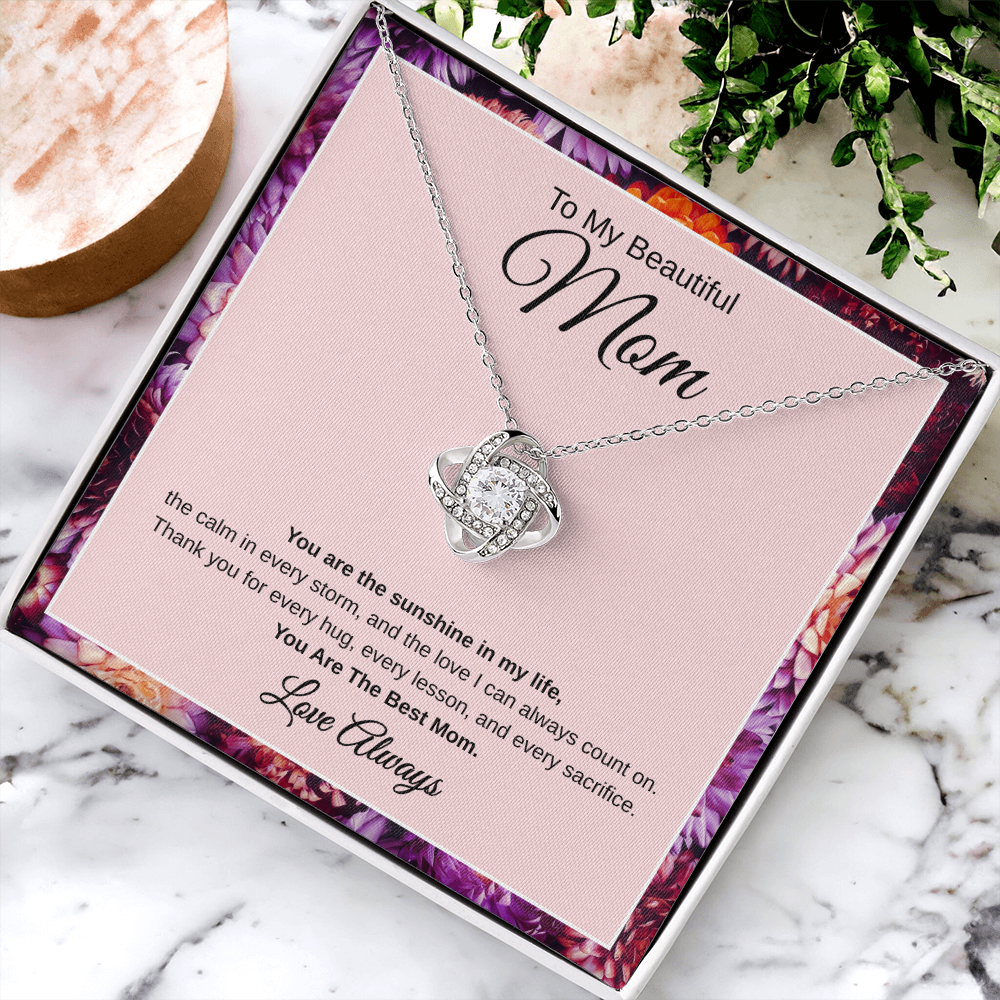 Gift To My Beautiful Mom “You Are The Sunshine In My Life “ Love Knot Necklace