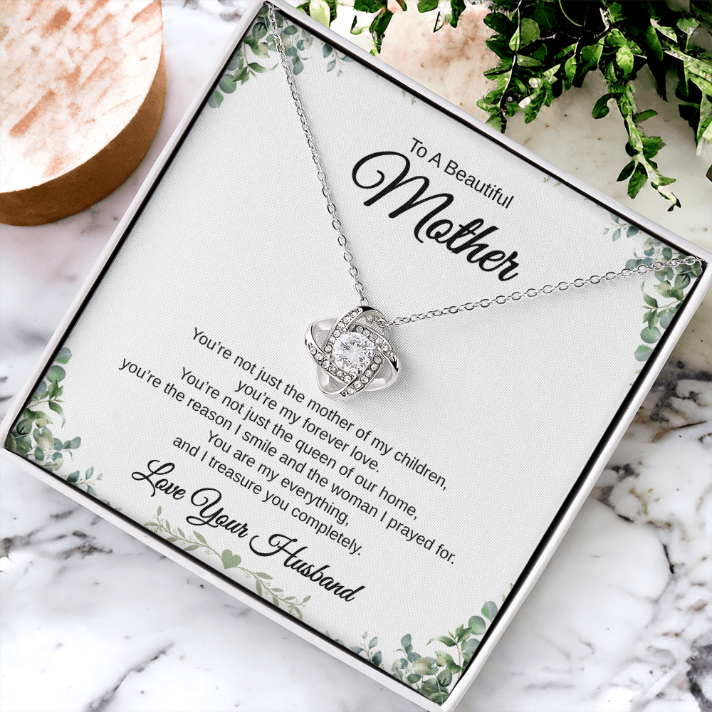Gift From Husband, To A Beautiful Mother "You're The Reason I Smile And The Woman I Prayed For" Love Knot Necklace