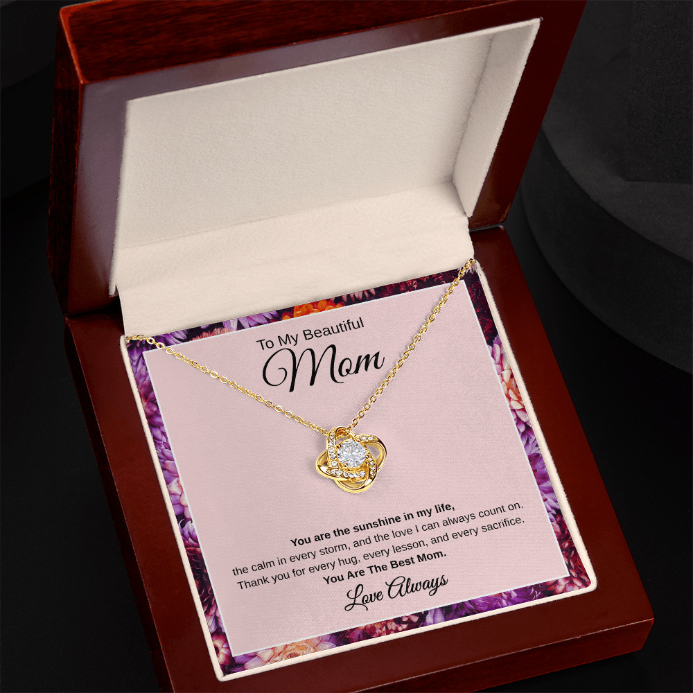 Gift To My Beautiful Mom “You Are The Sunshine In My Life “ Love Knot Necklace