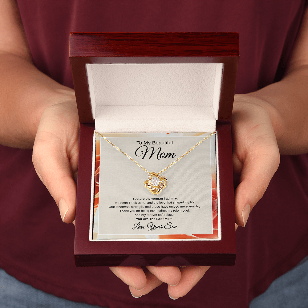 Gift From Son, To My Beautiful Mom "You Are The Woman I Admire" Love Note Necklace