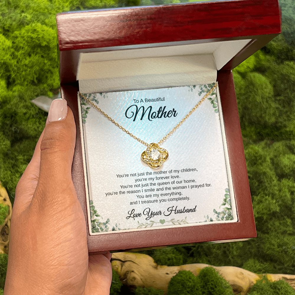 Gift From Husband, To A Beautiful Mother "You're The Reason I Smile And The Woman I Prayed For" Love Knot Necklace