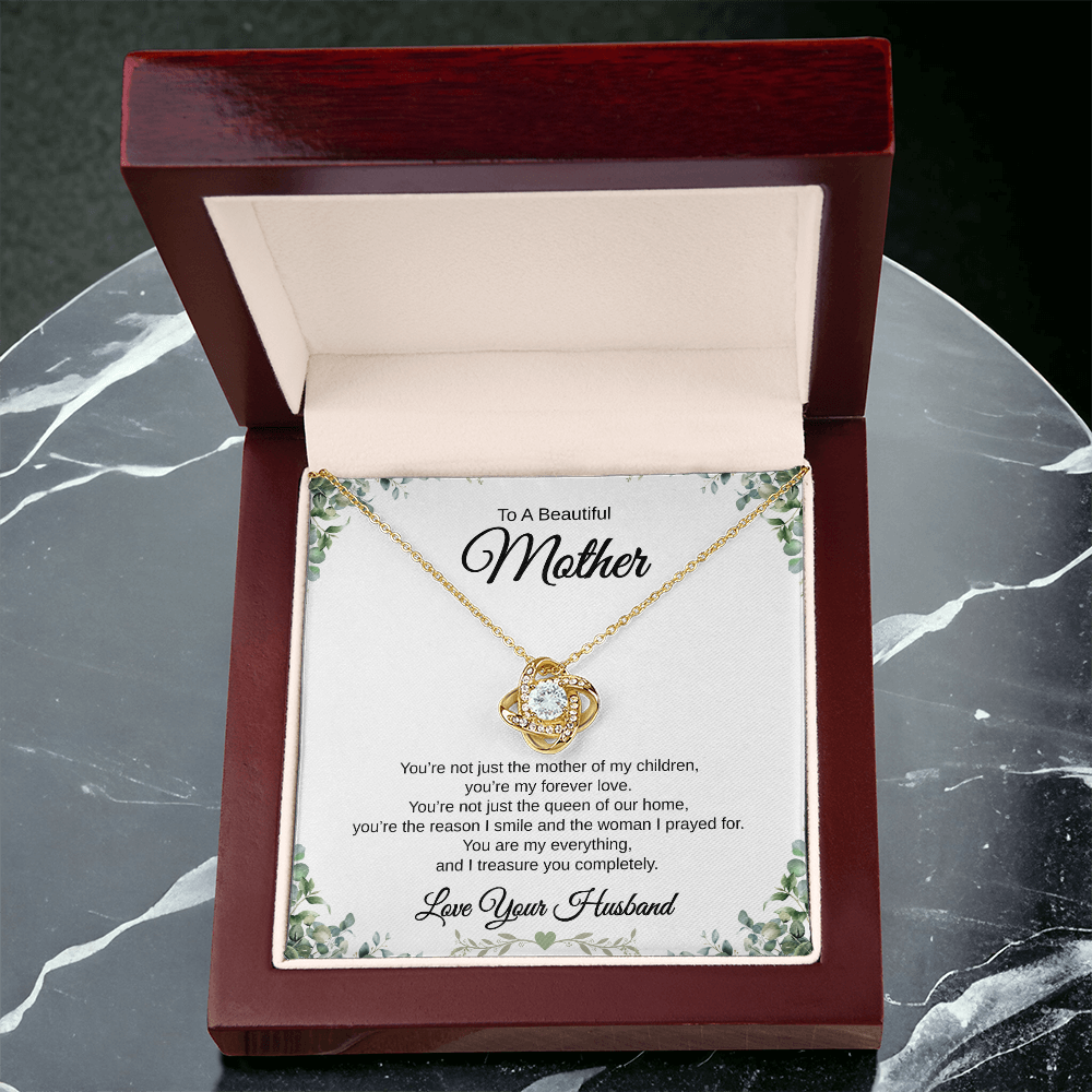 Gift From Husband, To A Beautiful Mother "You're The Reason I Smile And The Woman I Prayed For" Love Knot Necklace