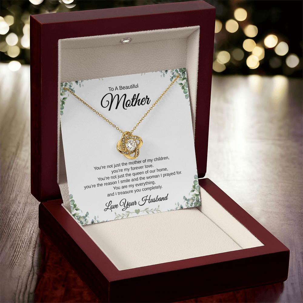 Gift From Husband, To A Beautiful Mother "You're The Reason I Smile And The Woman I Prayed For" Love Knot Necklace