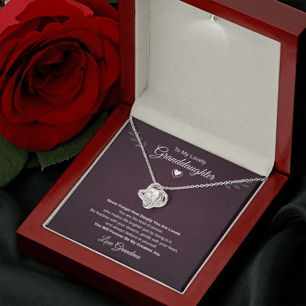 Gift To My Lovely Granddaughter From Grandma “You Will Forever Be My Greatest Joy” Love Knot Necklace