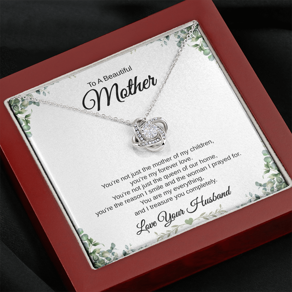 Gift From Husband, To A Beautiful Mother "You're The Reason I Smile And The Woman I Prayed For" Love Knot Necklace