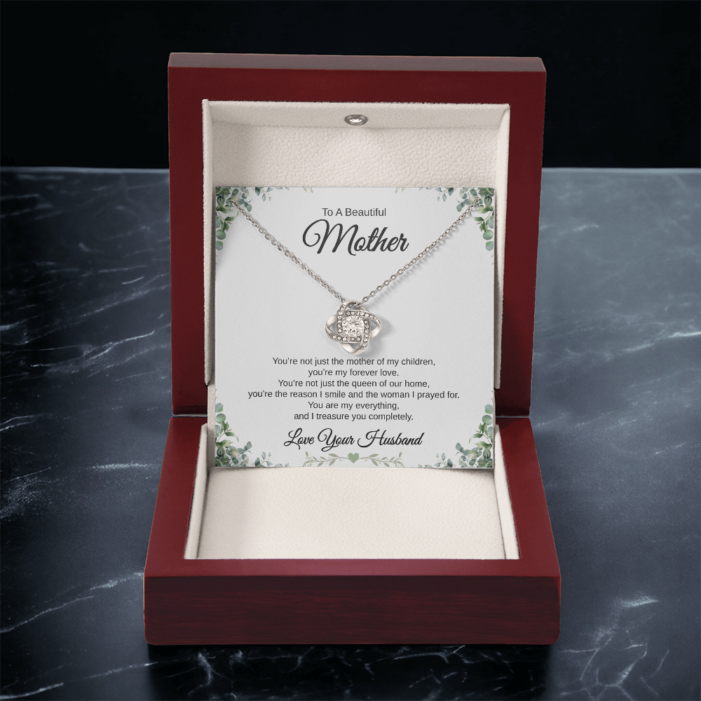 Gift From Husband, To A Beautiful Mother "You're The Reason I Smile And The Woman I Prayed For" Love Knot Necklace