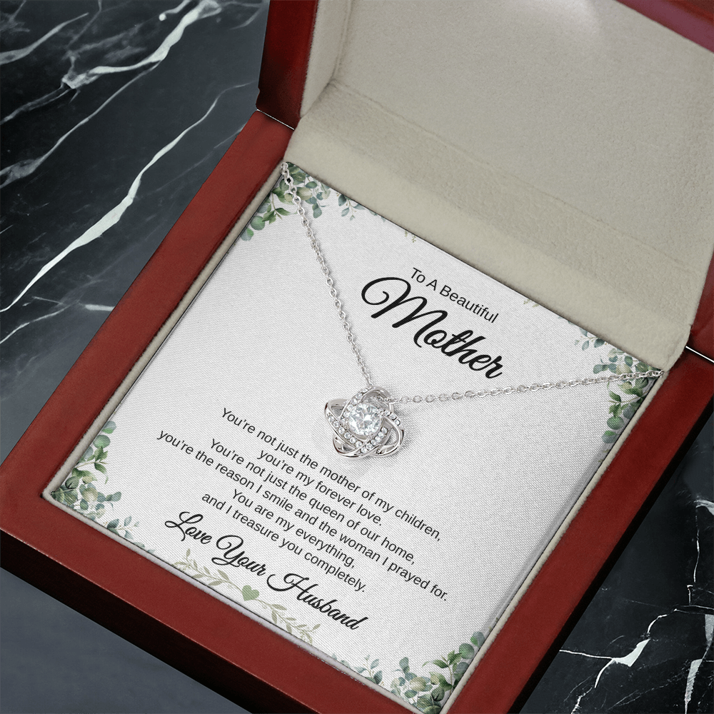 Gift From Husband, To A Beautiful Mother "You're The Reason I Smile And The Woman I Prayed For" Love Knot Necklace