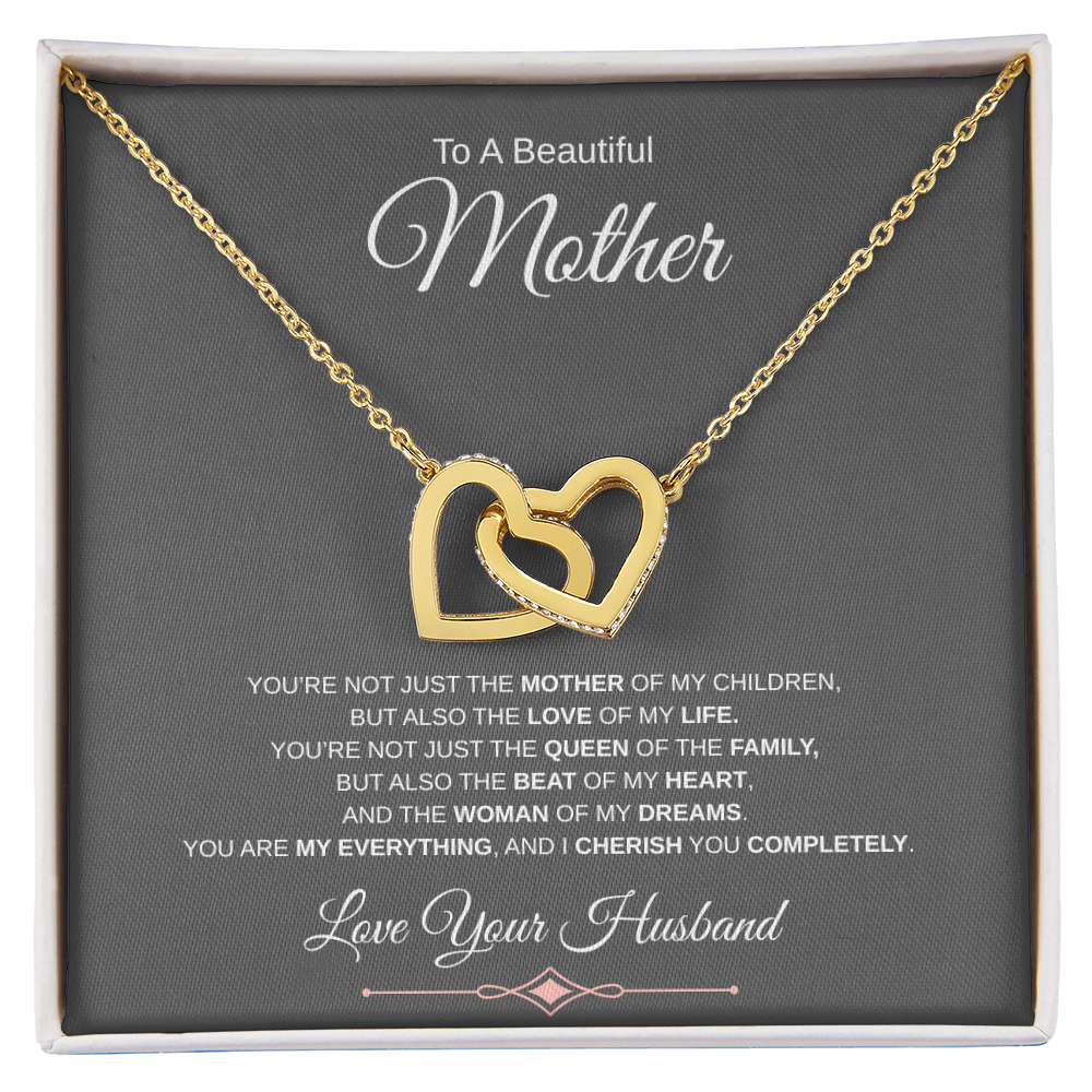 Gift To A Beautiful Mother "You Are The Love Of My Life, The Beat Of My Heart, My Everything" Interlocking Hearts Necklace