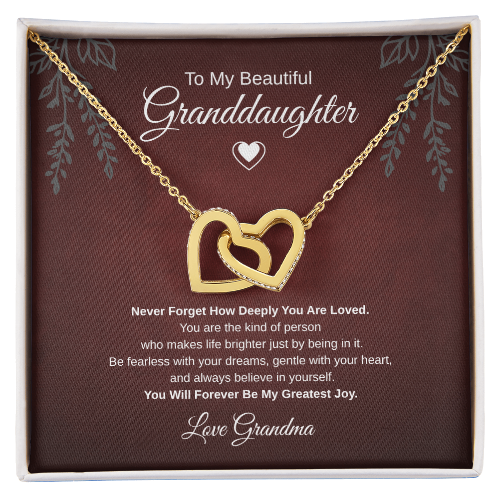 Gift To My Lovely Granddaughter From Grandma “You Will Forever Be My Greatest Joy” Interlocking Hearts Necklace