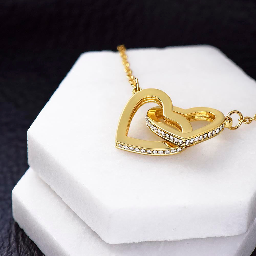 Gift To Our Lovely Daughter From Mom & Dad “One Of The Greatest Blessings Of Our Life”  Interlocking Hearts necklace