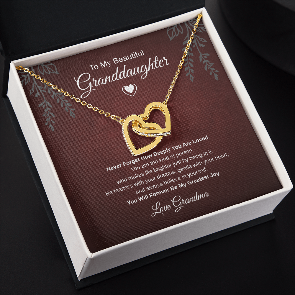 Gift To My Lovely Granddaughter From Grandma “You Will Forever Be My Greatest Joy” Interlocking Hearts Necklace