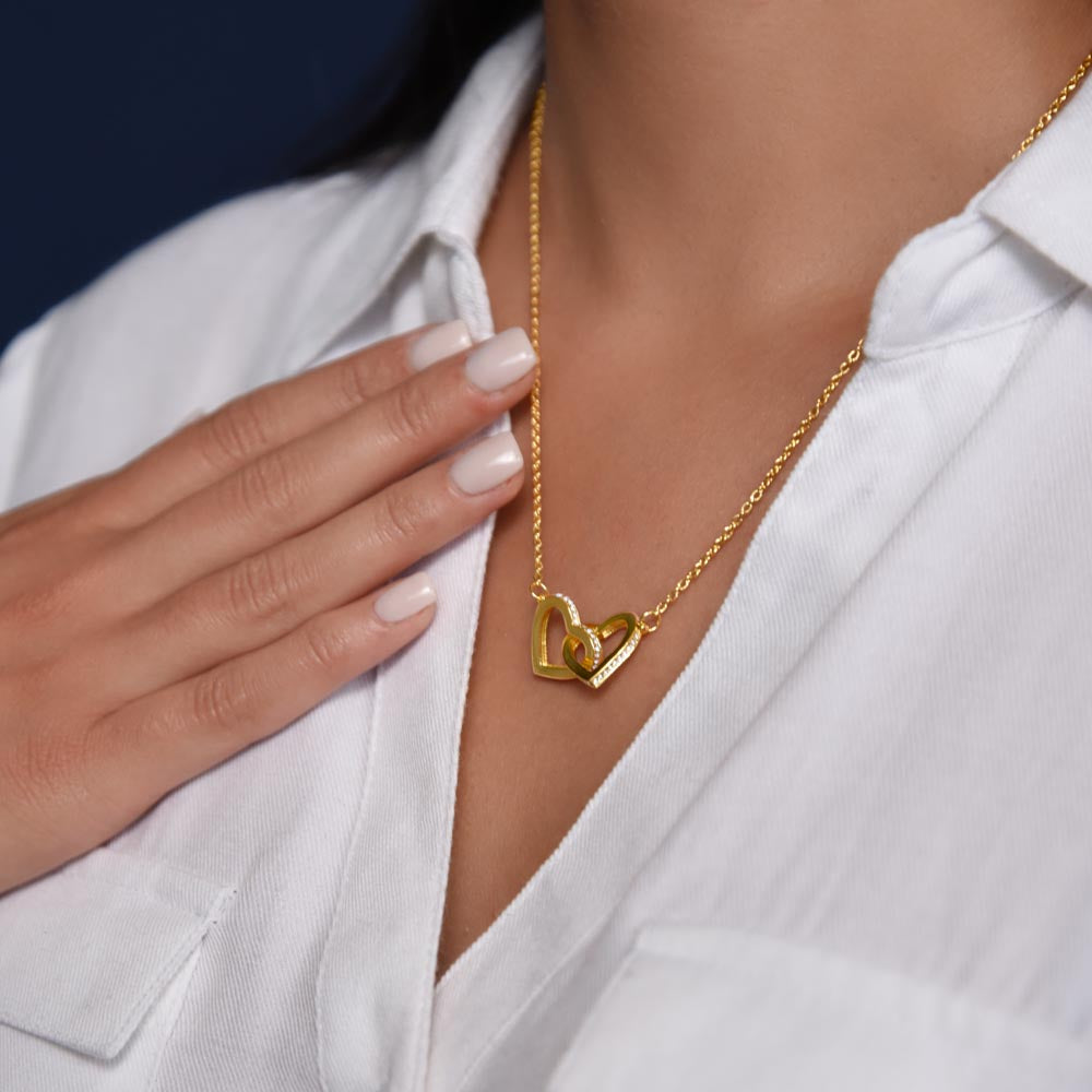 Gift From Daughter, To My Beautiful Mom "You Are My Sunshine" Interlocking Hearts Necklace