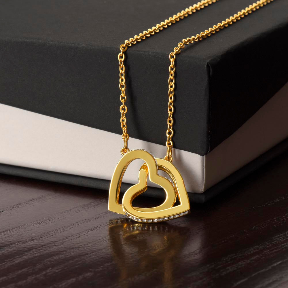 Gift From Son, To My Beautiful Mom "You Are My Sunshine" Interlocking Hearts Necklace