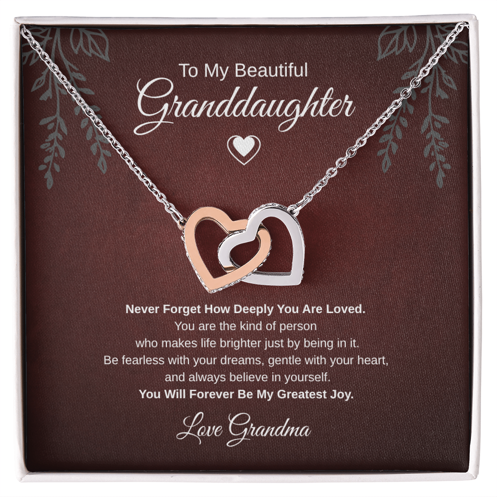Gift To My Lovely Granddaughter From Grandma “You Will Forever Be My Greatest Joy” Interlocking Hearts Necklace