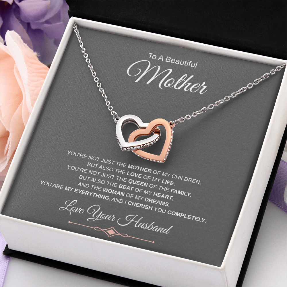 Gift To A Beautiful Mother "You Are The Love Of My Life, The Beat Of My Heart, My Everything" Interlocking Hearts Necklace