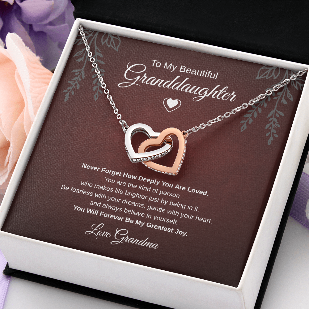 Gift To My Lovely Granddaughter From Grandma “You Will Forever Be My Greatest Joy” Interlocking Hearts Necklace