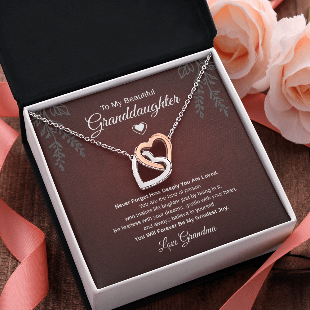 Gift To My Lovely Granddaughter From Grandma “You Will Forever Be My Greatest Joy” Interlocking Hearts Necklace