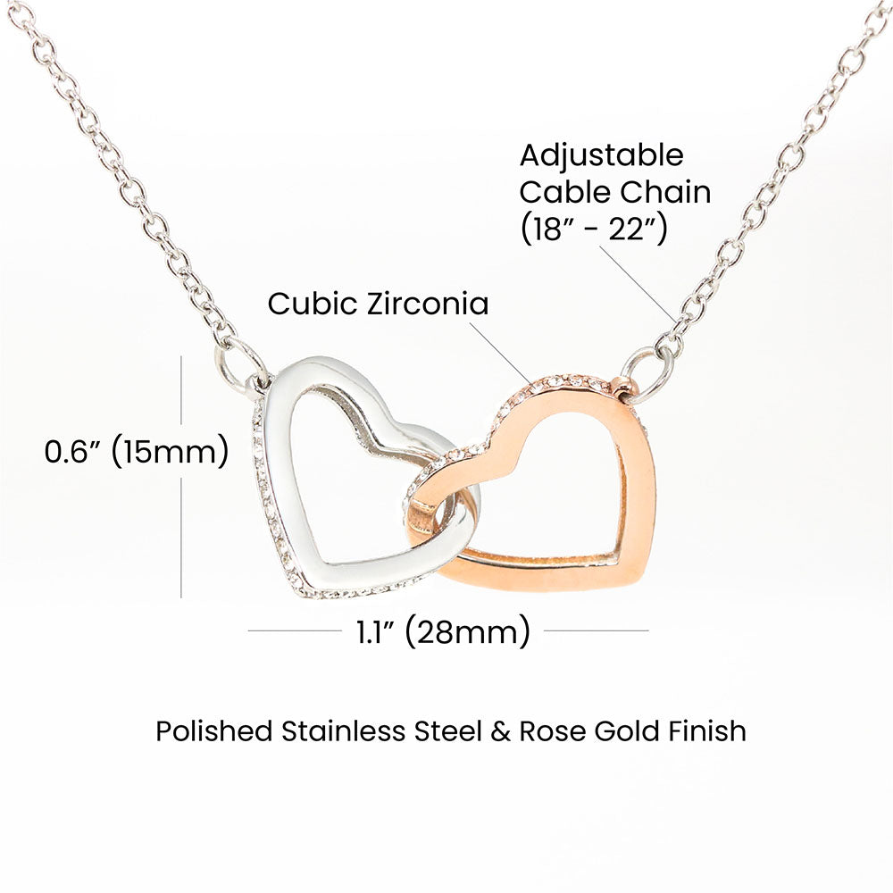 Gift To Our Lovely Daughter From Mom & Dad “One Of The Greatest Blessings Of Our Life”  Interlocking Hearts necklace