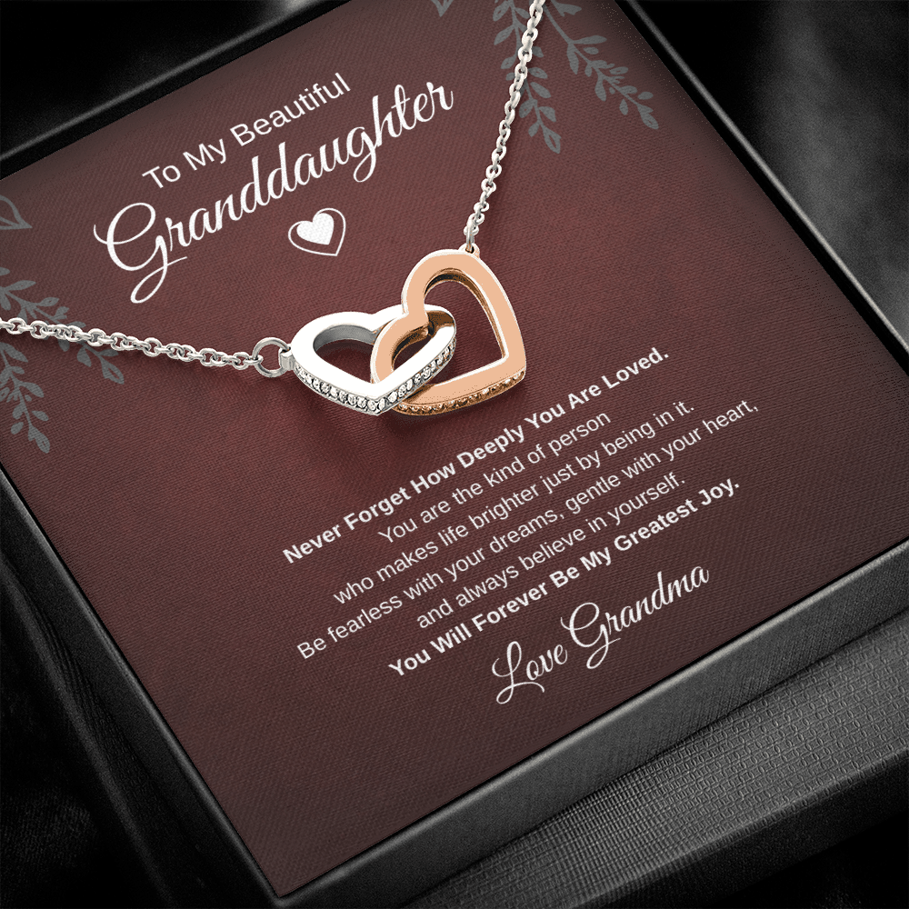 Gift To My Lovely Granddaughter From Grandma “You Will Forever Be My Greatest Joy” Interlocking Hearts Necklace