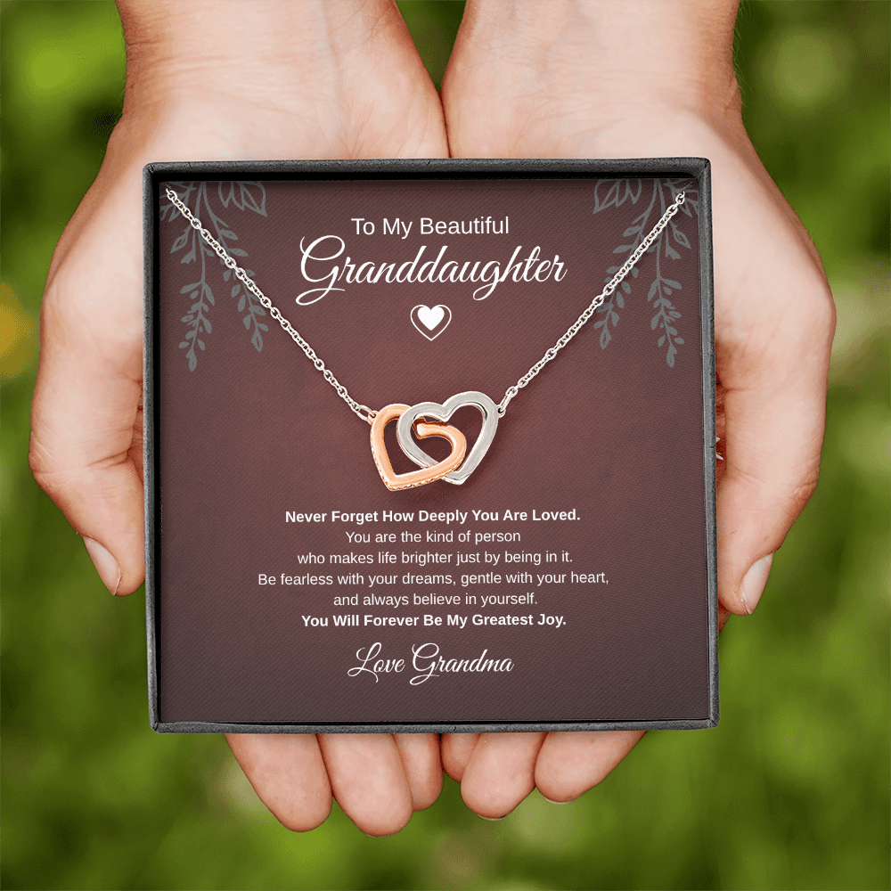 Gift To My Lovely Granddaughter From Grandma “You Will Forever Be My Greatest Joy” Interlocking Hearts Necklace