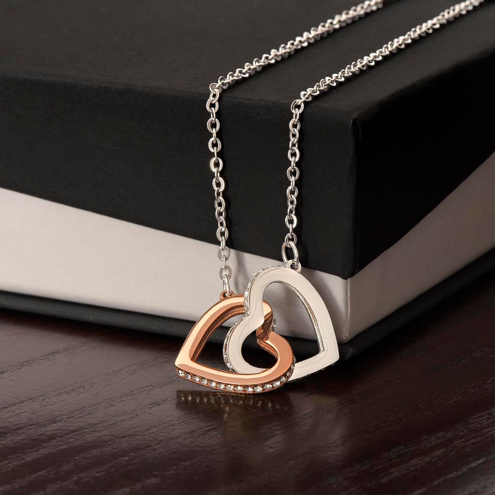 Gift From Daughter, To My Beautiful Mom "You Are My Sunshine" Interlocking Hearts Necklace
