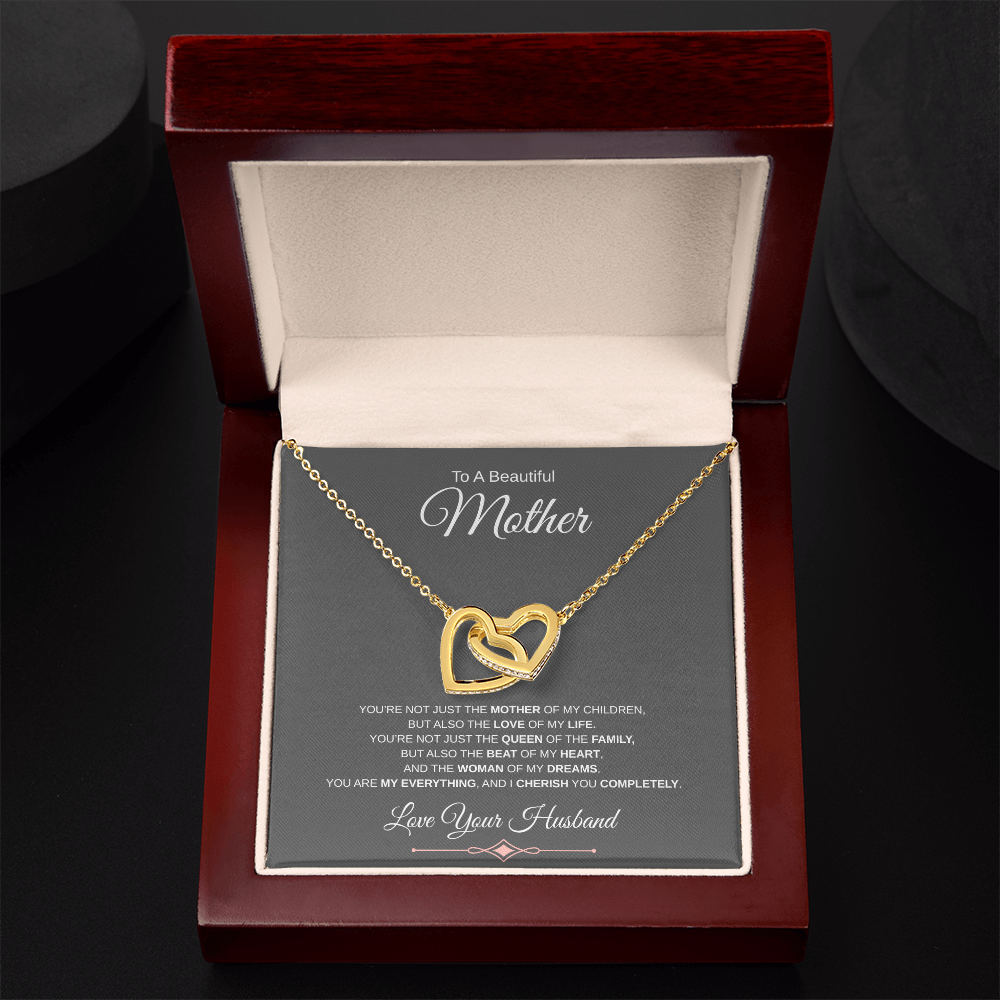 Gift To A Beautiful Mother "You Are The Love Of My Life, The Beat Of My Heart, My Everything" Interlocking Hearts Necklace