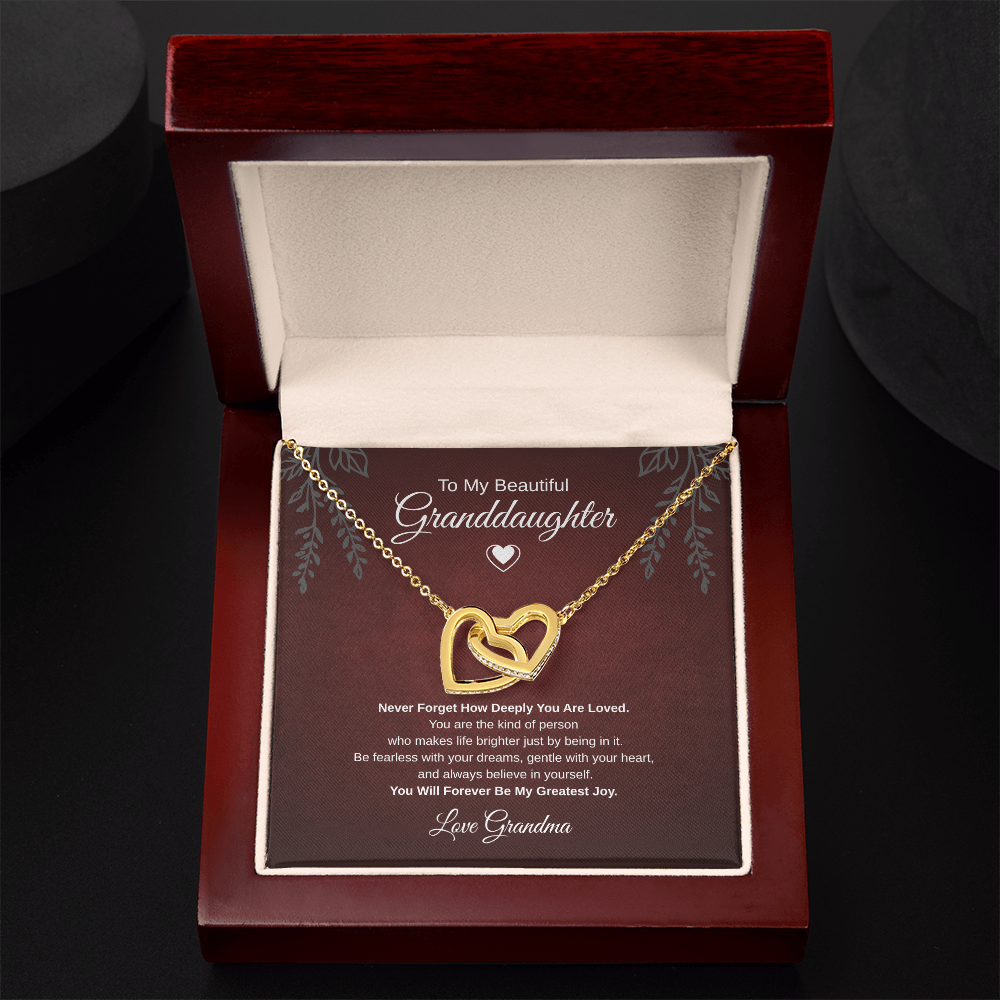 Gift To My Lovely Granddaughter From Grandma “You Will Forever Be My Greatest Joy” Interlocking Hearts Necklace