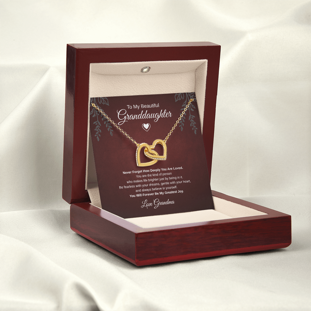 Gift To My Lovely Granddaughter From Grandma “You Will Forever Be My Greatest Joy” Interlocking Hearts Necklace