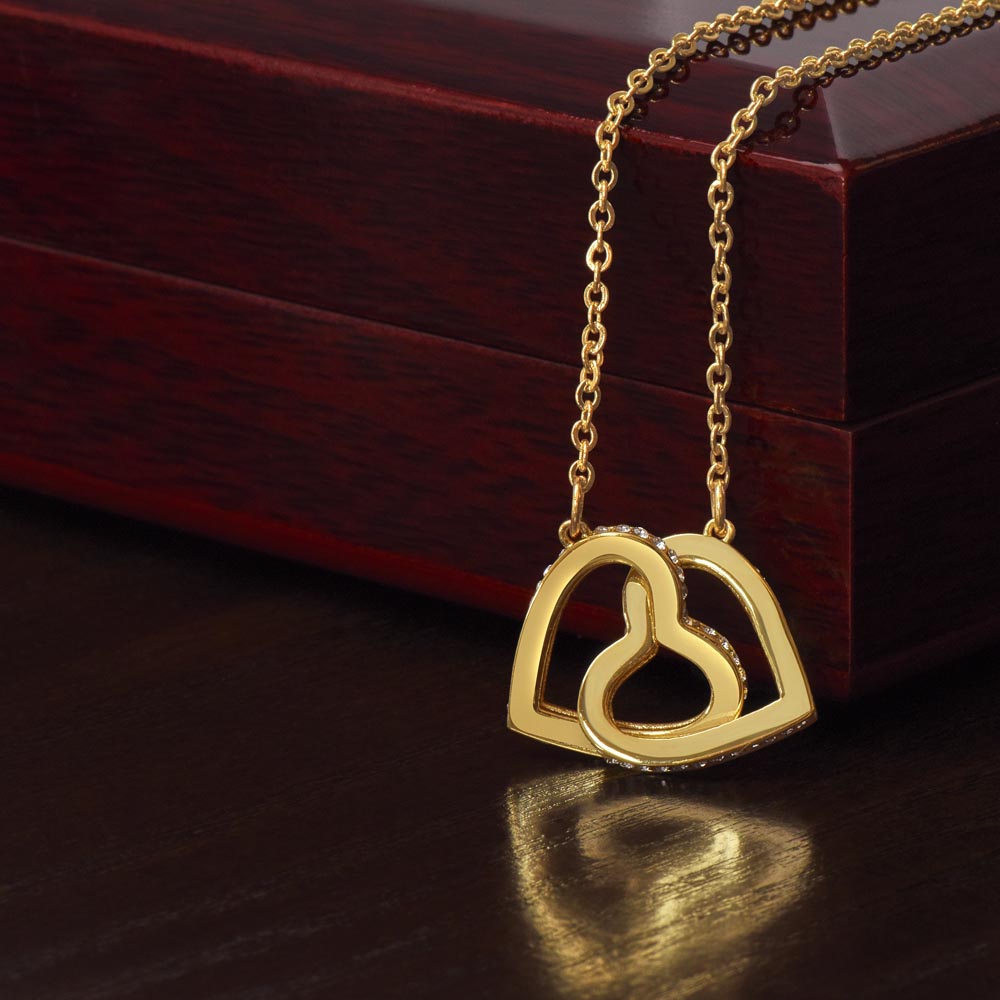 Gift From Son, To My Beautiful Mom "You Are My Sunshine" Interlocking Hearts Necklace
