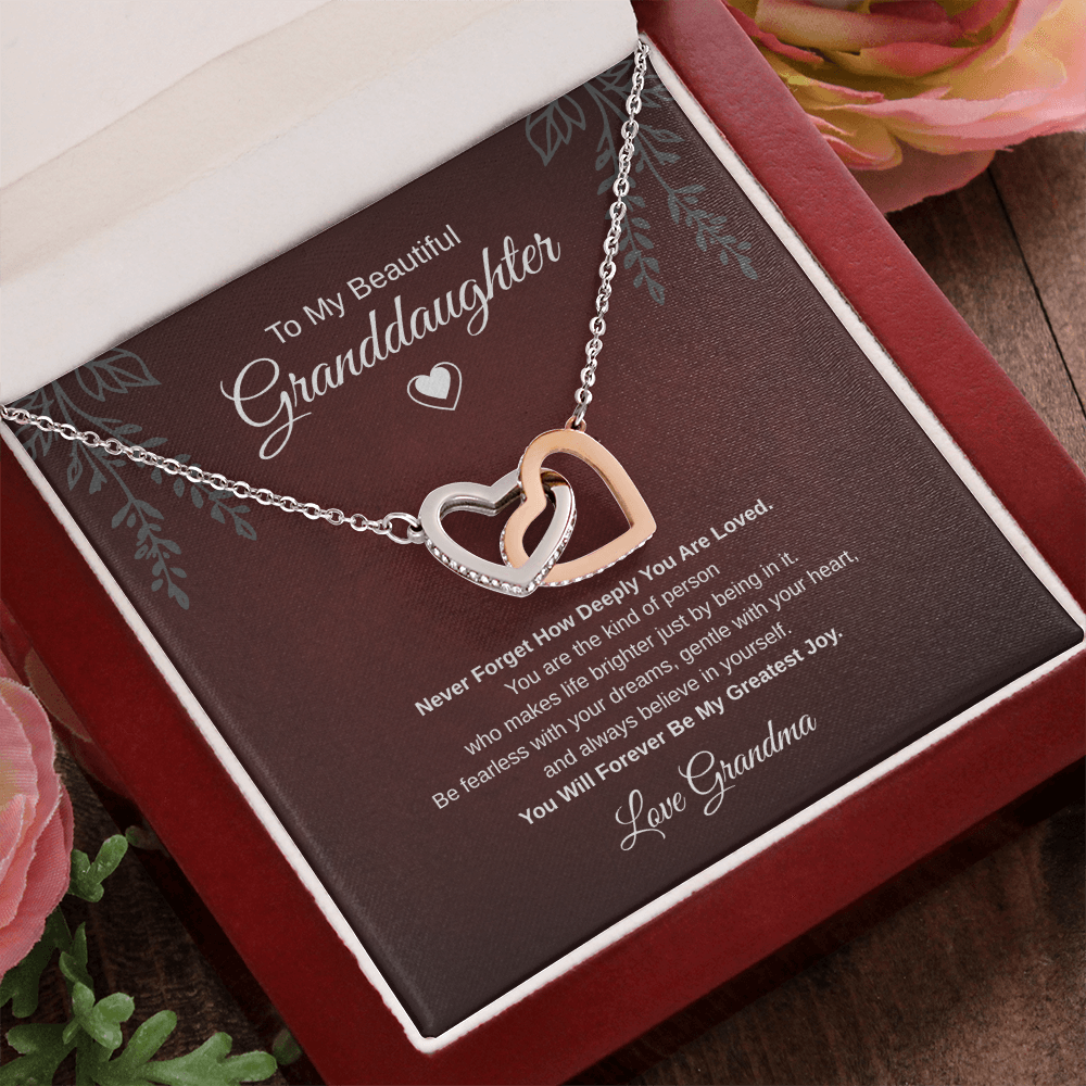 Gift To My Lovely Granddaughter From Grandma “You Will Forever Be My Greatest Joy” Interlocking Hearts Necklace