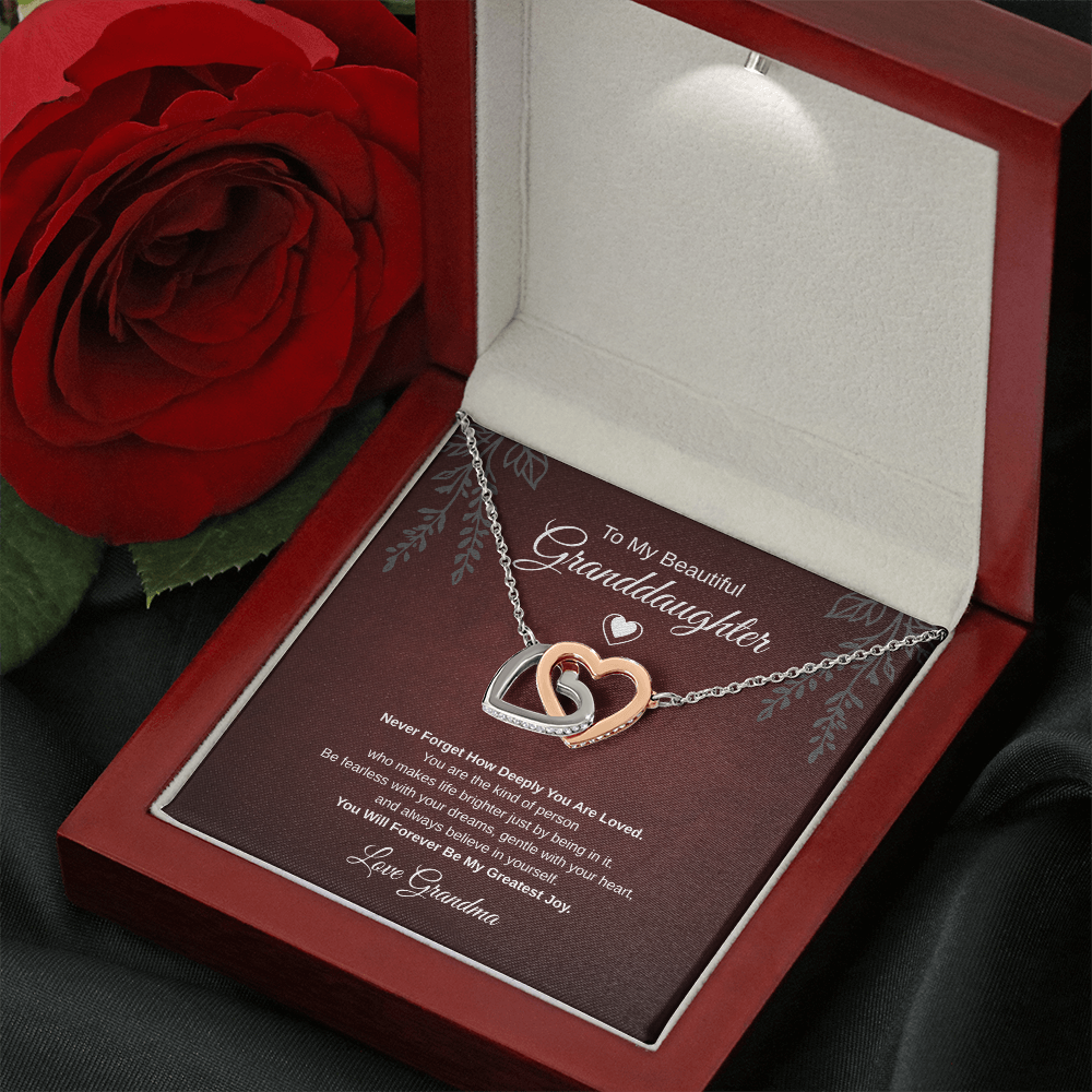 Gift To My Lovely Granddaughter From Grandma “You Will Forever Be My Greatest Joy” Interlocking Hearts Necklace