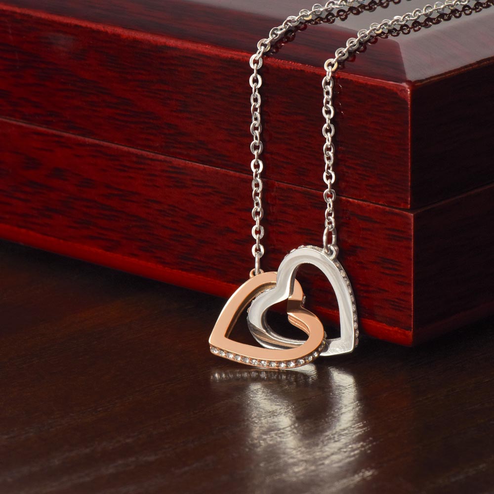 Gift To Our Lovely Daughter From Mom & Dad “One Of The Greatest Blessings Of Our Life”  Interlocking Hearts necklace