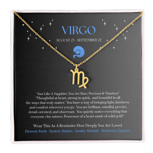 Virgo September Zodiac Birthday Gift. "You Are Rare, Precious & Timeless“ Wear This As A Reminder How Deeply You Are Loved.