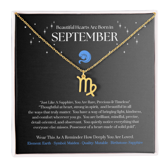 Virgo September Zodiac Birthday Gift. "You Are Rare, Precious & Timeless“  Wear This As A Reminder How Deeply You Are Loved.