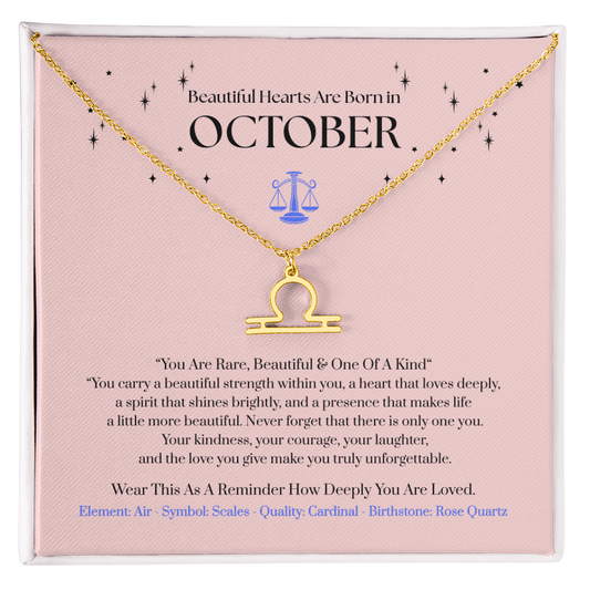 Libra October Zodiac Birthday Gift. “You Are Rare, Beautiful & One Of A Kind”