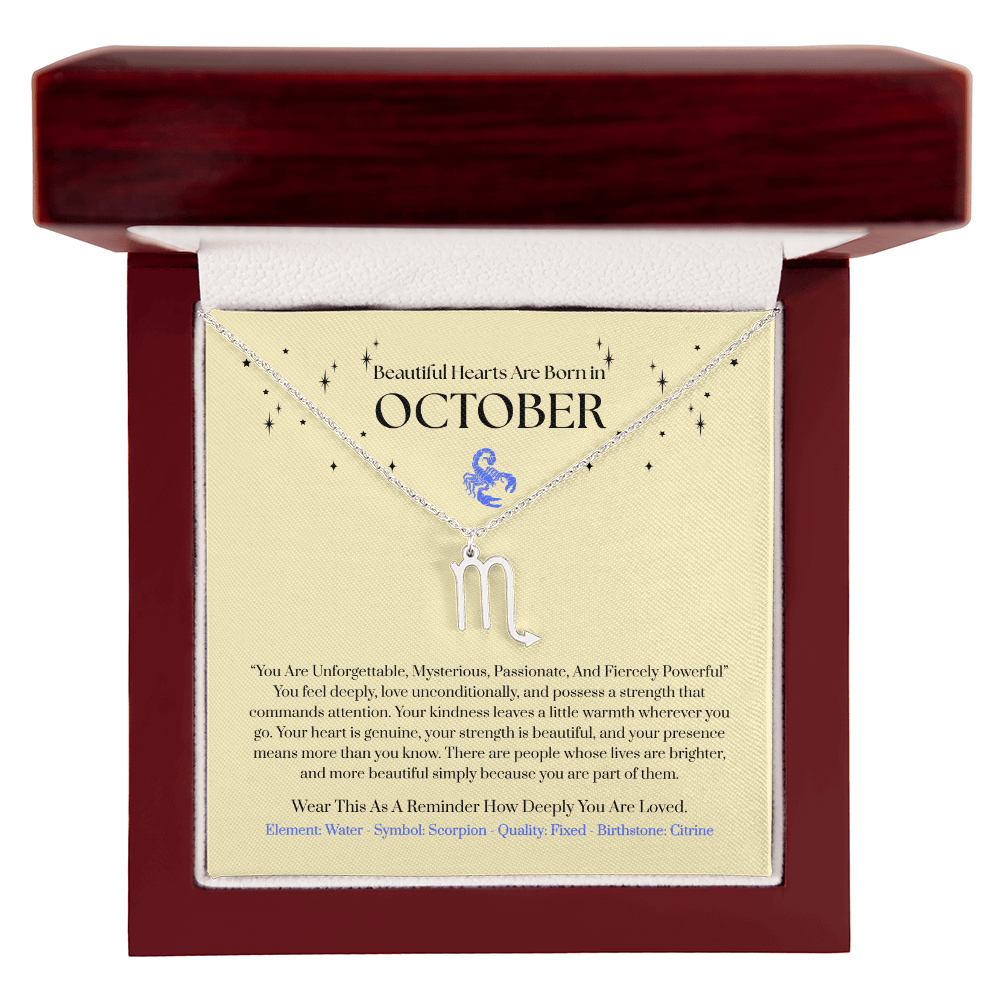 Scorpio October Zodiac Birthday Gift. “You Are Unforgettable, Mysterious, Passionate, And Fiercely Powerful”