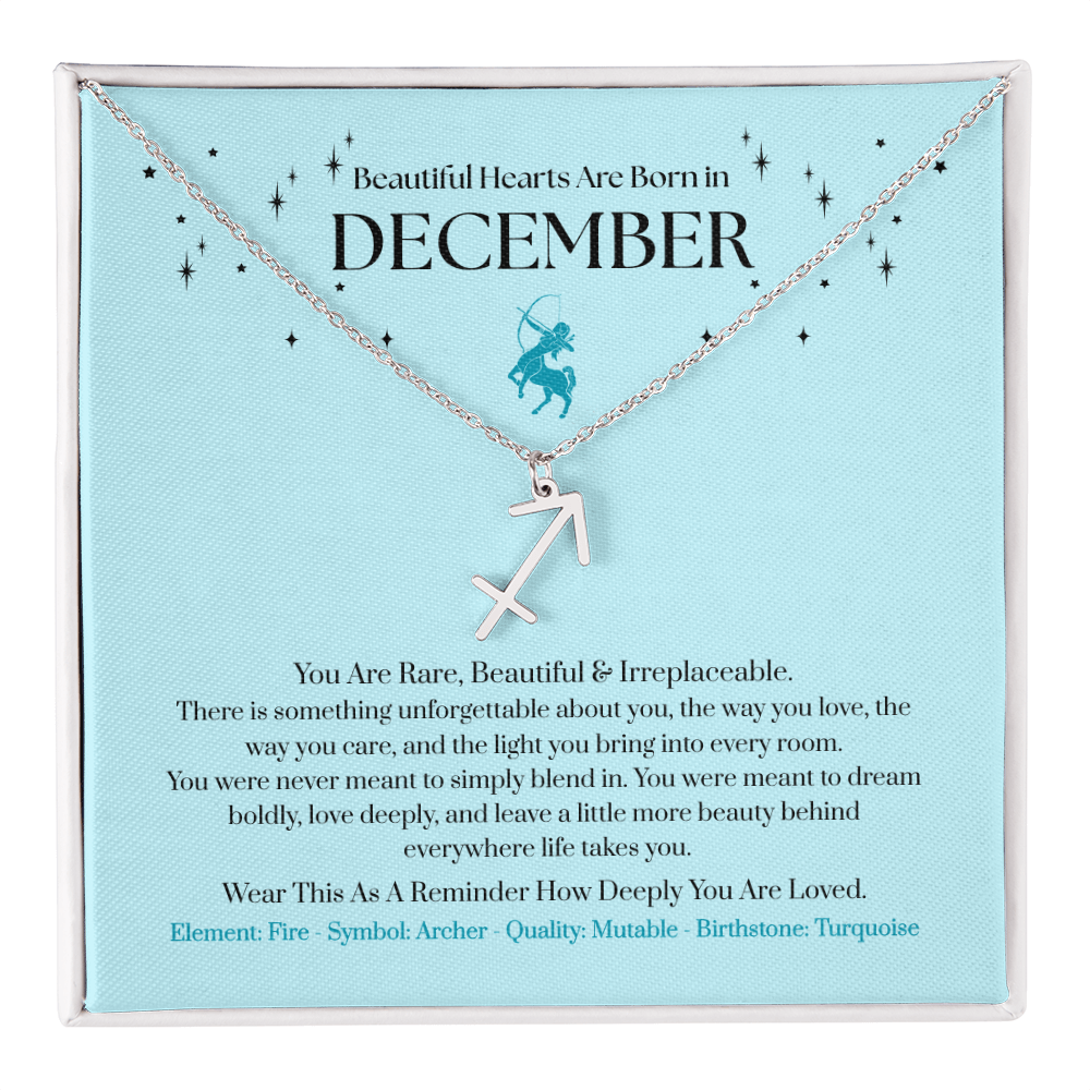 December Sagittarius Zodiac Birthday Gift. “You Are Rare, Beautiful & Irreplaceable”