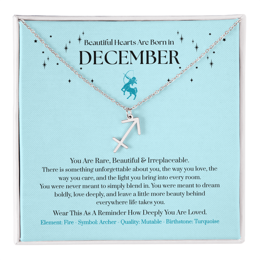 December Sagittarius Zodiac Birthday Gift. “You Are Rare, Beautiful & Irreplaceable”