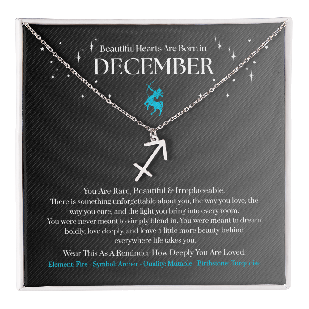 December Sagittarius Zodiac Birthday Gift. “You Are Rare, Beautiful & Irreplaceable”