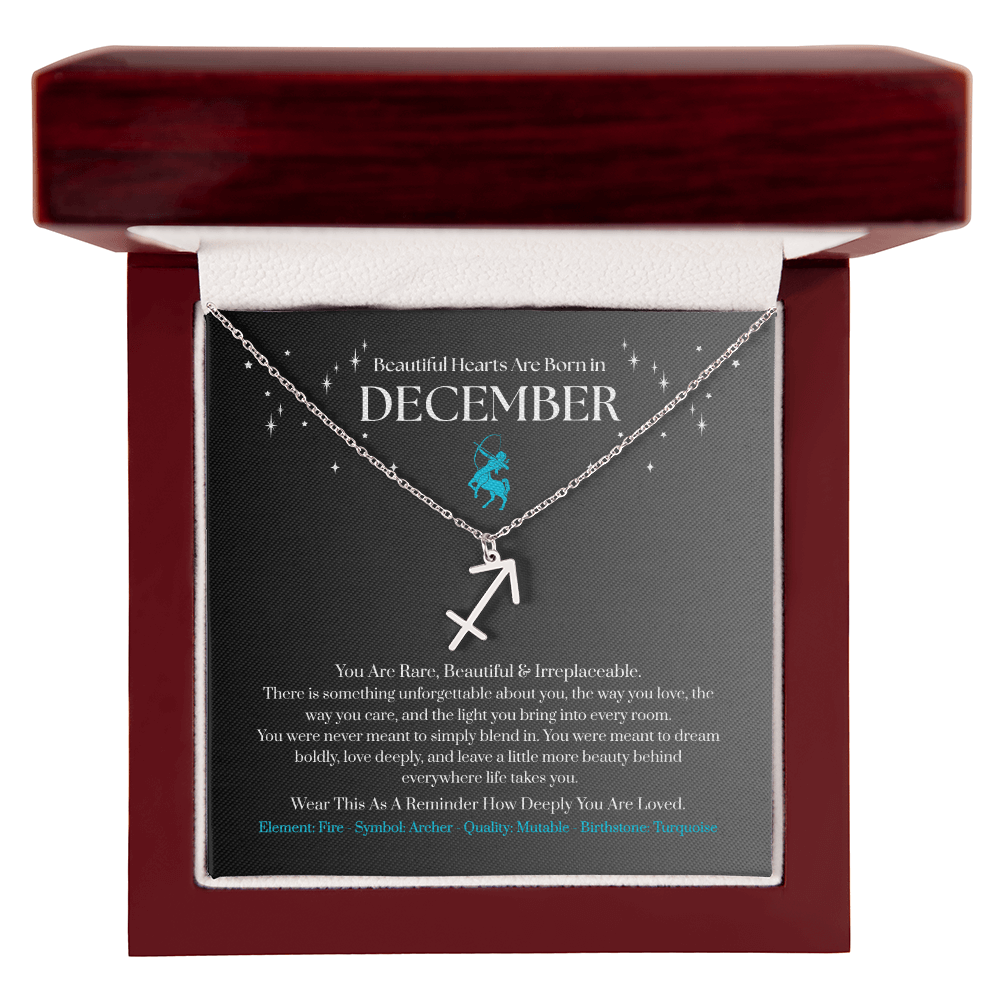 December Sagittarius Zodiac Birthday Gift. “You Are Rare, Beautiful & Irreplaceable”