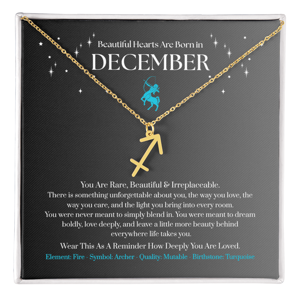 December Sagittarius Zodiac Birthday Gift. “You Are Rare, Beautiful & Irreplaceable”