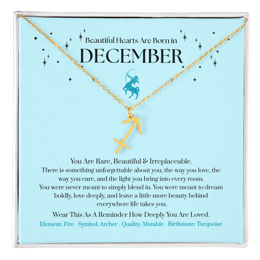 December Sagittarius Zodiac Birthday Gift. “You Are Rare, Beautiful & Irreplaceable”