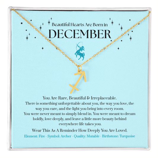 December Sagittarius Zodiac Birthday Gift. “You Are Rare, Beautiful & Irreplaceable”